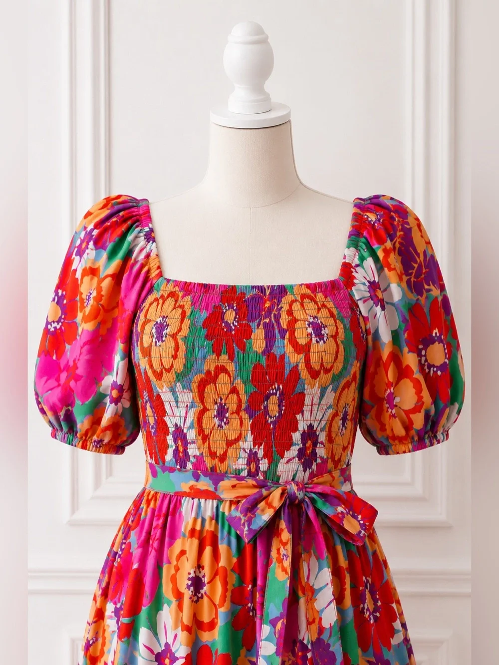 Unique Vintage Colorful 70s Abstract Floral Everyone’s Desire Dress, Small, NWT!